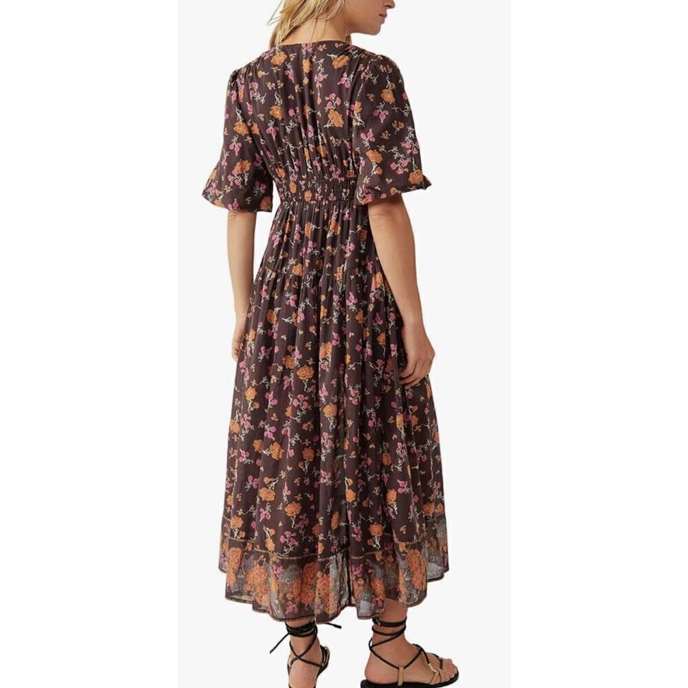 Free People Lysette Maxi Dress in Brown Print NWOT Size Small - Picture 3 of 8